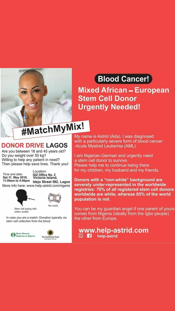 projectpinkblue's tweet photo. LAGOS!!
YOU can help #saveAstrid tomorrow at the donor drive! A simple cheek swab in less than 10 minutes is all it takes!!
Bring some friends and #BeAHero!
All the details in the flyer below. See you there! #matchmymix #HelpAstrid #ChokeCancer https://t.co/lS8PwT4DlG