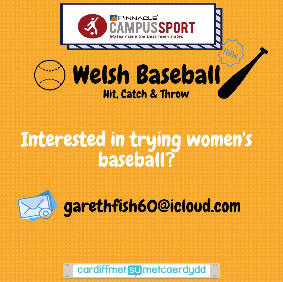 Campus Sport’s Women’s Welsh Baseball Team played their first match this week after a few weeks of training ⚾️

✅ 1st Match
1️⃣1️⃣ Welsh Baseball Debuts 
🖐 5 Supporters

If you fancy some summer sport, please get in touch with <a href="/GarethFish2/">Gareth Fish</a> 📧⬇️

#welshbaseball <a href="/WelshBaseball/">Welsh Baseball</a>