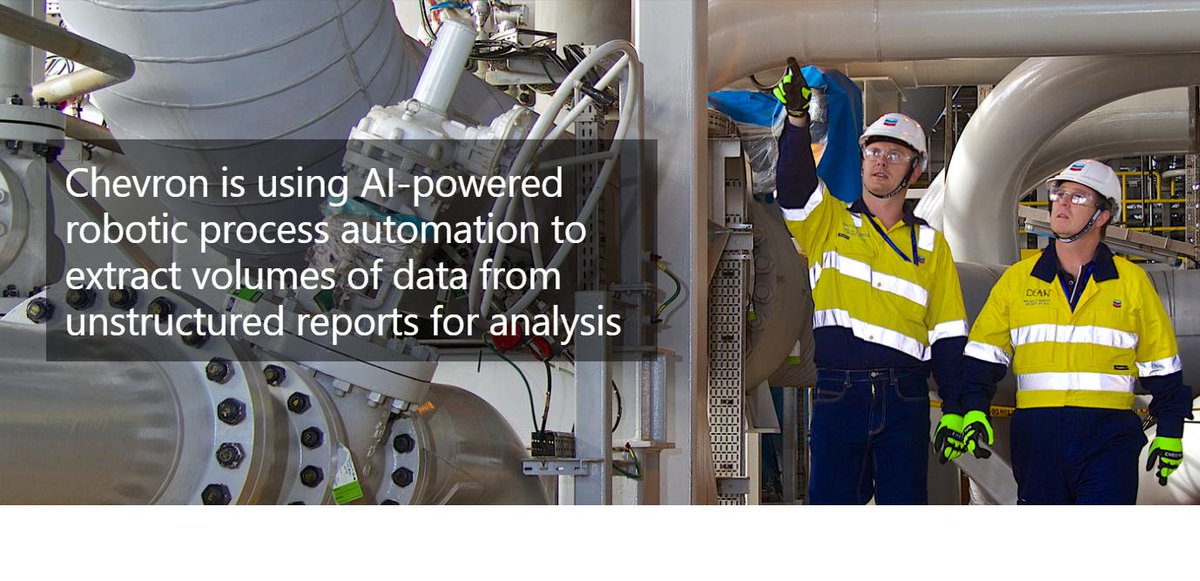 UiPath's tweet photo. An inspiring use case from @Chevron Canada, who is using #AI-powered #RPA - a solution based on @Microsoft #Azure AI and UiPath technology - to extract volumes of data from unstructured reports for analysis. Read more - https://t.co/avLdKuQWHu. https://t.co/WVcXywBoRg