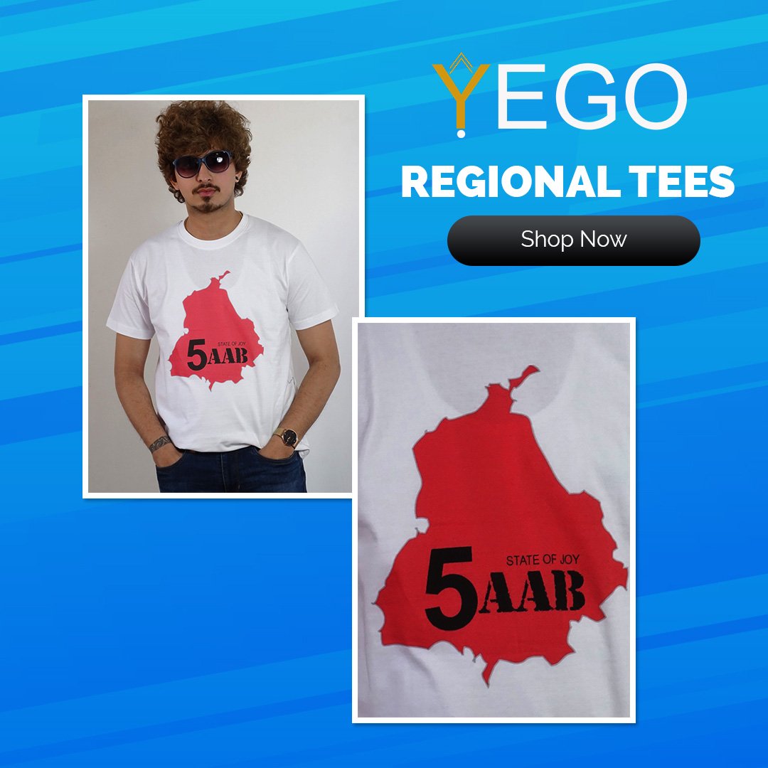 😎“5aab State of Joy”
Regional tees by YEGO
☺️☺️☺️☺️☺️
100% Cotton, Round Neck, Half Sleeve T-Shirt

🛒Add to cart now!!
bit.ly/2E1roIH

#SpringSummer #Men #Women #T_Shirt #Top #Dress #YEGO #Cartoon #Minions #PrintedTees #RegionalTees #Punjab #Tees