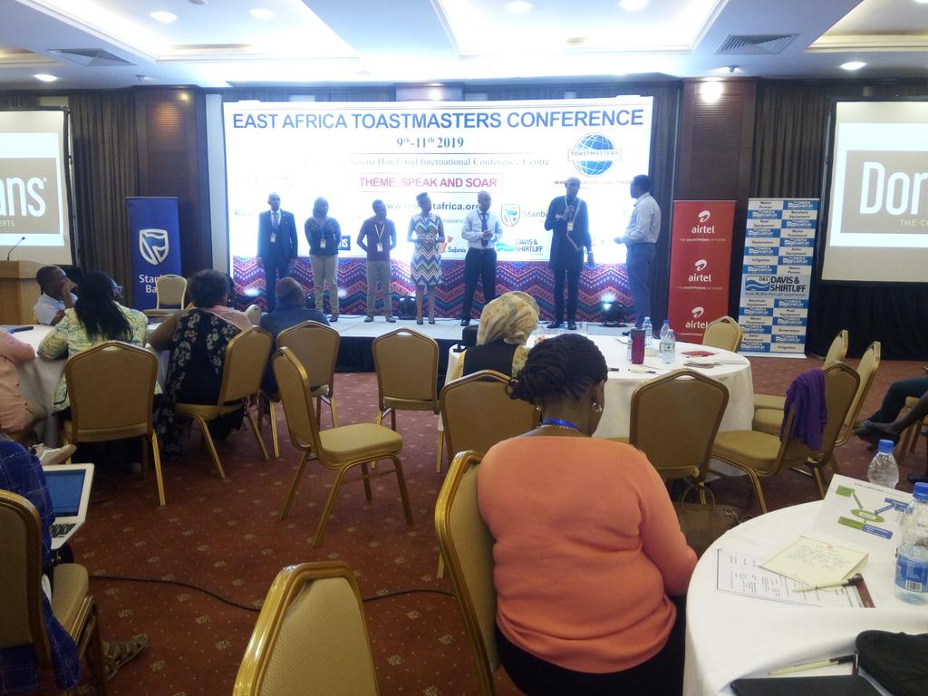KampalaTM's tweet photo. #ToastmastersEA19 evaluation contestants, answering questions from the contest Chair. The best part about the Toastmasters experience is getting feedback, and learning how to do better. This is what makes the journey #worthwhile https://t.co/8sBT2S3gG0