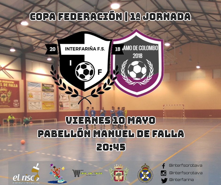interfarina's tweet photo. 🏆⚽ COPA FEDERACIÓN
📌 1ª JORNADA⠀⠀⠀⠀

🔵⚫️ COMENZAMOS LA COPA ⚫️🔵

📆  ESTA NOCHE
🏟  Pabellón Manuel de Falla, Barroso
🕘  20:45 horas

👕   Inter Fariña FS  🆚  CD Dinamo De Colombo   👕

#interfariñafs #futsal #deporte #pinturaselrisco #libreriaatlas #supercruzelteide https://t.co/IWXxoWFIMe