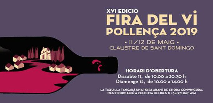 Los días 11 y 12 de Mayo estaremos presentes un año más en la XVI edición Fira del Vi Pollença 2019. 

Se trata de una excelente oportunidad para descubrir y degustar algunos de los mejores vinos mallorquines.