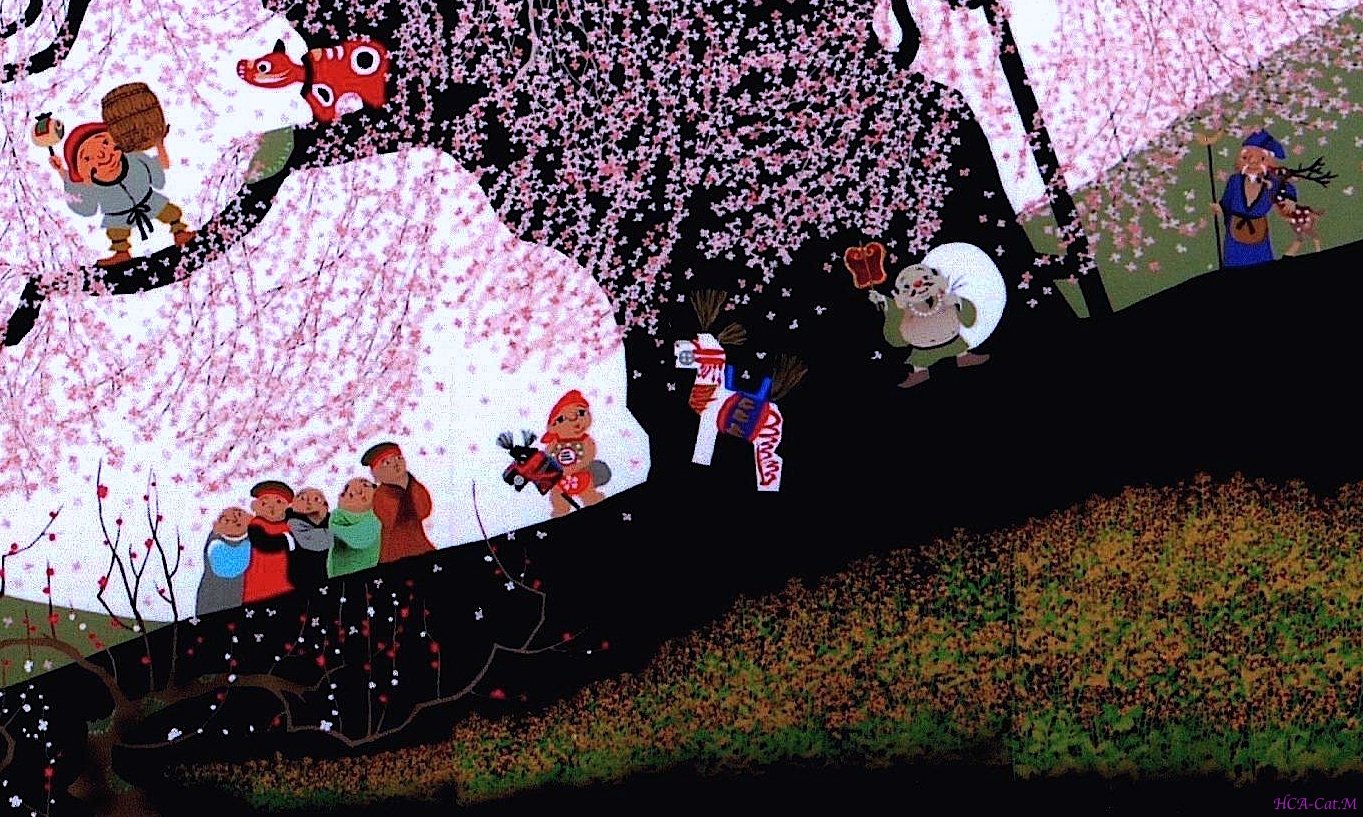 藤城清治・レググラフ版画 「三春の滝桜」(2009) エディション/額装なし 昭和レトロ 藤城清治 三春の滝桜 影絵集 フィルム プリント画