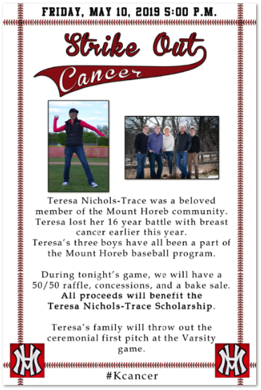 Gameday!  The Thunderbirds travel to Mt. Horeb to participate in the Vikings Strike Out Cancer event.  We hope to see lots of people there!