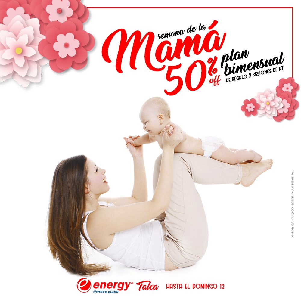 EnergyTalca's tweet photo. 🌹¡¡SEMANA DE LA MAMÁ!!🌹
Plan BIMENSUAL 50% OFF + 2 sesiones de PT de REGALO... #EnergyTalca #ViveLaExperienciaEnergy #EnergyLifeStyle #DíaDeLaMamá https://t.co/gofH7JferW