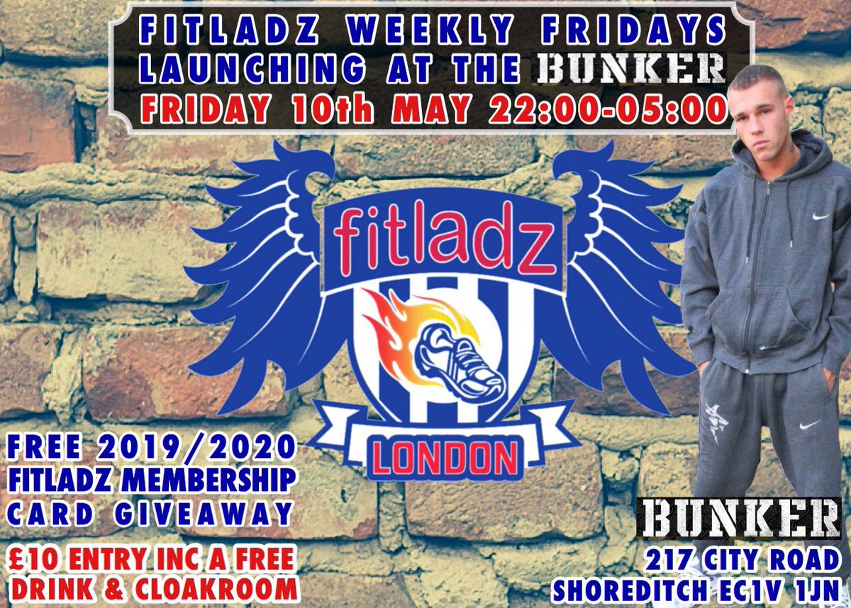 FitladzUK's tweet photo. TONIGHT!! It’s the launch of @FitladzUK weekly Fridays @bunker_london 10pm-5am!

grab your 2019/2020 Fitladz Membership Card for FREE at tonight’s launch!

217 CITY ROAD
EC1V 1JN
#gayscally #scallylads #gaychav #trackielads #greytrackies #darkroom #gloryhole #gaylondon https://t.co/aw8US30Kbc