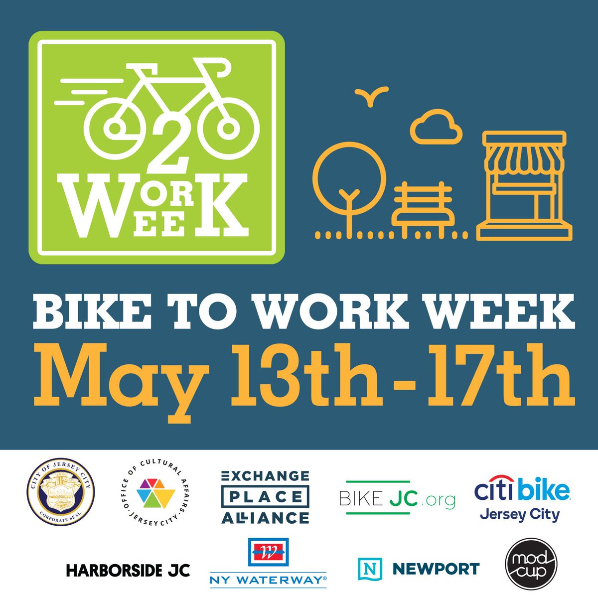 #BiketoWorkWeek is almost here! Join us for some cool &amp; exciting events, giveaways, food, &amp; more!
.
.
.
#exchangeplacealliance #jcnj #jerseycity #bikejc #citibikejc #harborsidejc #nywaterway #newportnj #modcup #jcmakeityours #fitjc #healthierjc #jcevents #jcwaterfront #nynj