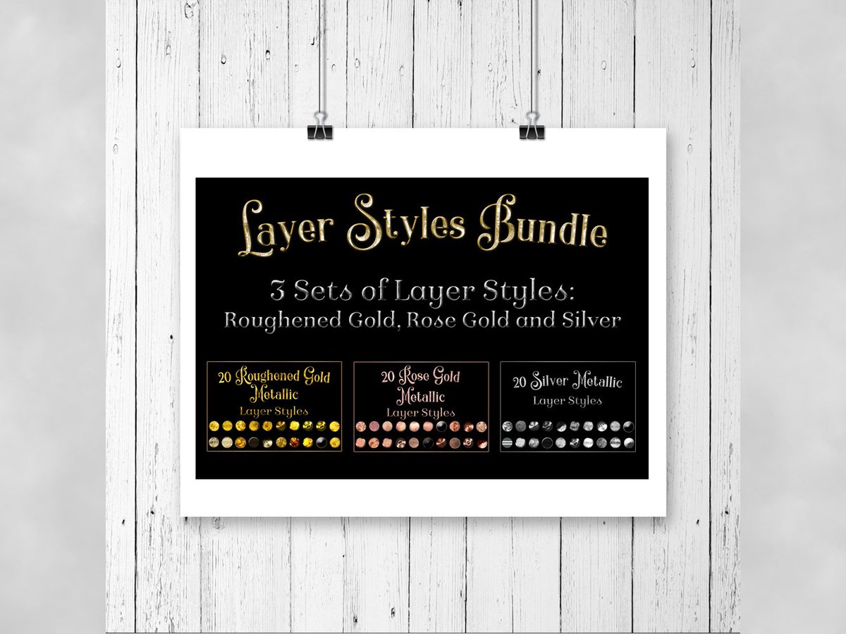 MaraAmberly's tweet photo. Out Now - Layer Styles Bundle (60 Gold, Rose Gold and Silver Layer Styles) (Affiliate link):
https://t.co/Xt4UpvriB4
#layerstyles #design #designs #designer #Photoshop https://t.co/uGMyABP3Qd