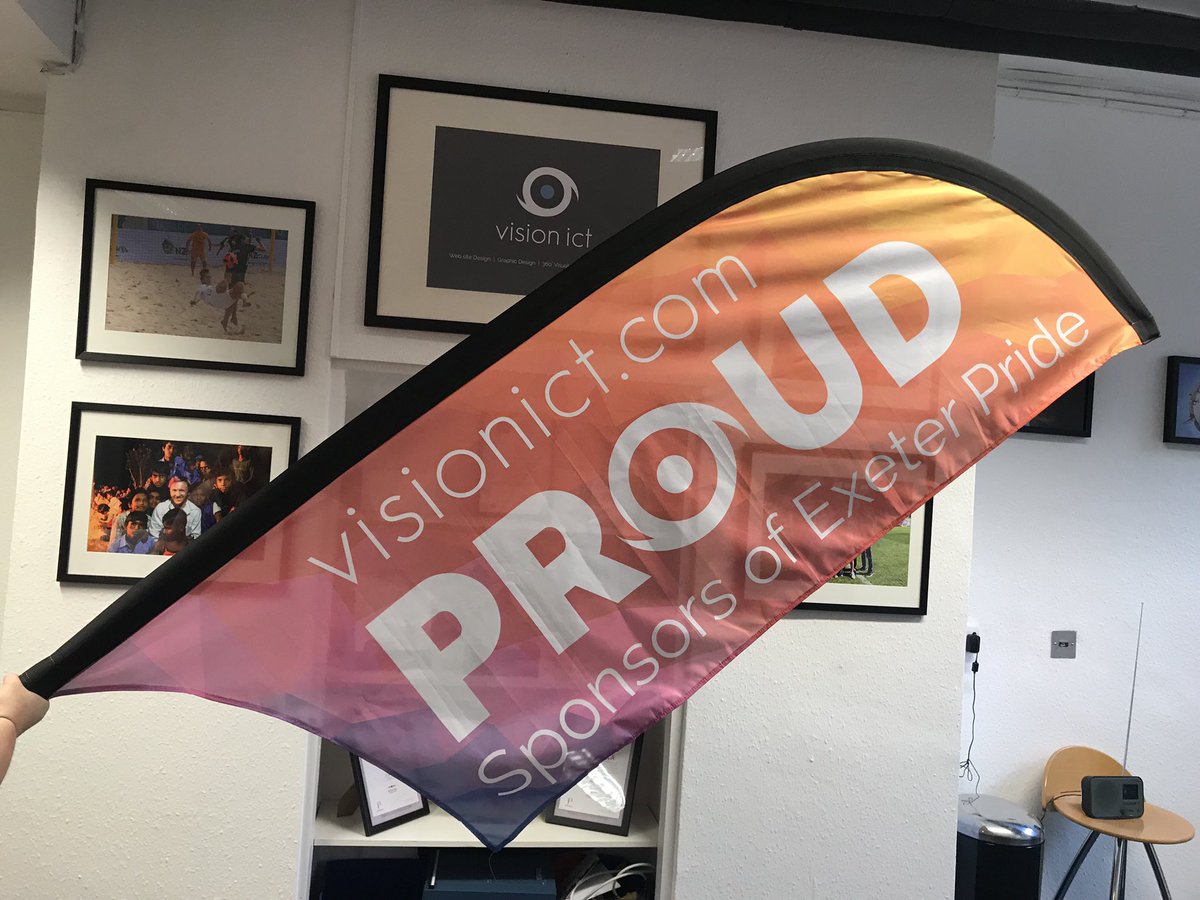 Our teams busy this weekend, supporting @EngBeachSoccer in Spain and more locally @ExeterPride. This is the flag we design for the event. #SocialResponsibility #Community #Diversity #ExeterPride #Exeter #BeachSoccer #Salou #WorldBeachGames