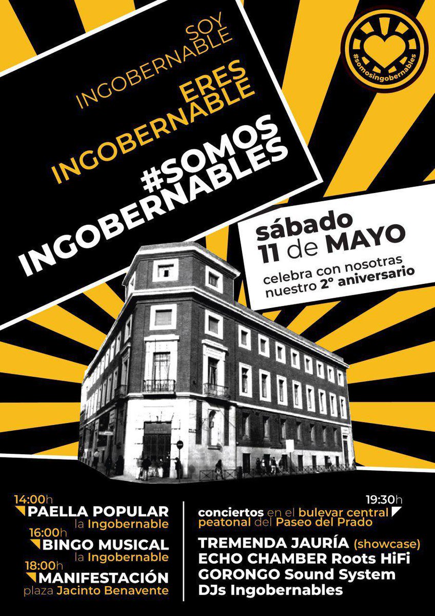 OrgCriticoMad's tweet photo. Este sábado nos vemos a las 17:30 en Tirso de Molina (donde los puestos de flores) para ir juntes a Jacinto Benavente y apoyar a la @CSIngobernable #SomosIngobernables https://t.co/fW3BOXqFVN