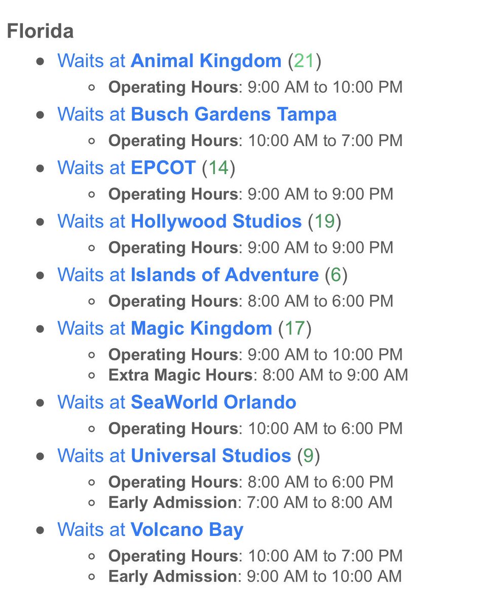 ThrillData's tweet image. Lots of parks open across the country today! Early morning snapshot of the #Florida #themeparks #disneyworld #seaworld #buschgardens #universalorlando #orlando #tampa