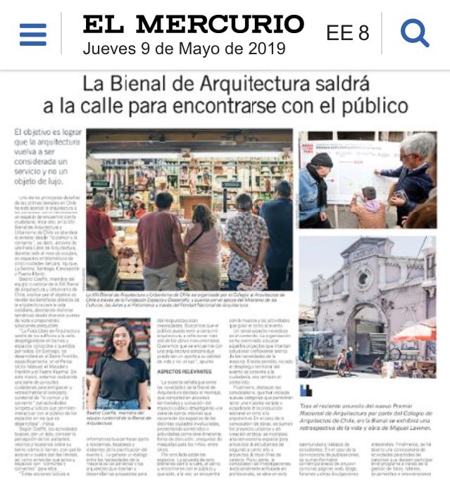 La #FeriaLibredeArquitectura sale de los edificios a la calle para encontrarse con el público Lee entrevista aquí digital.elmercurio.com/2019/05/09/EE-… <a href="/ElMercurio_cl/">elmercurio_cl</a>