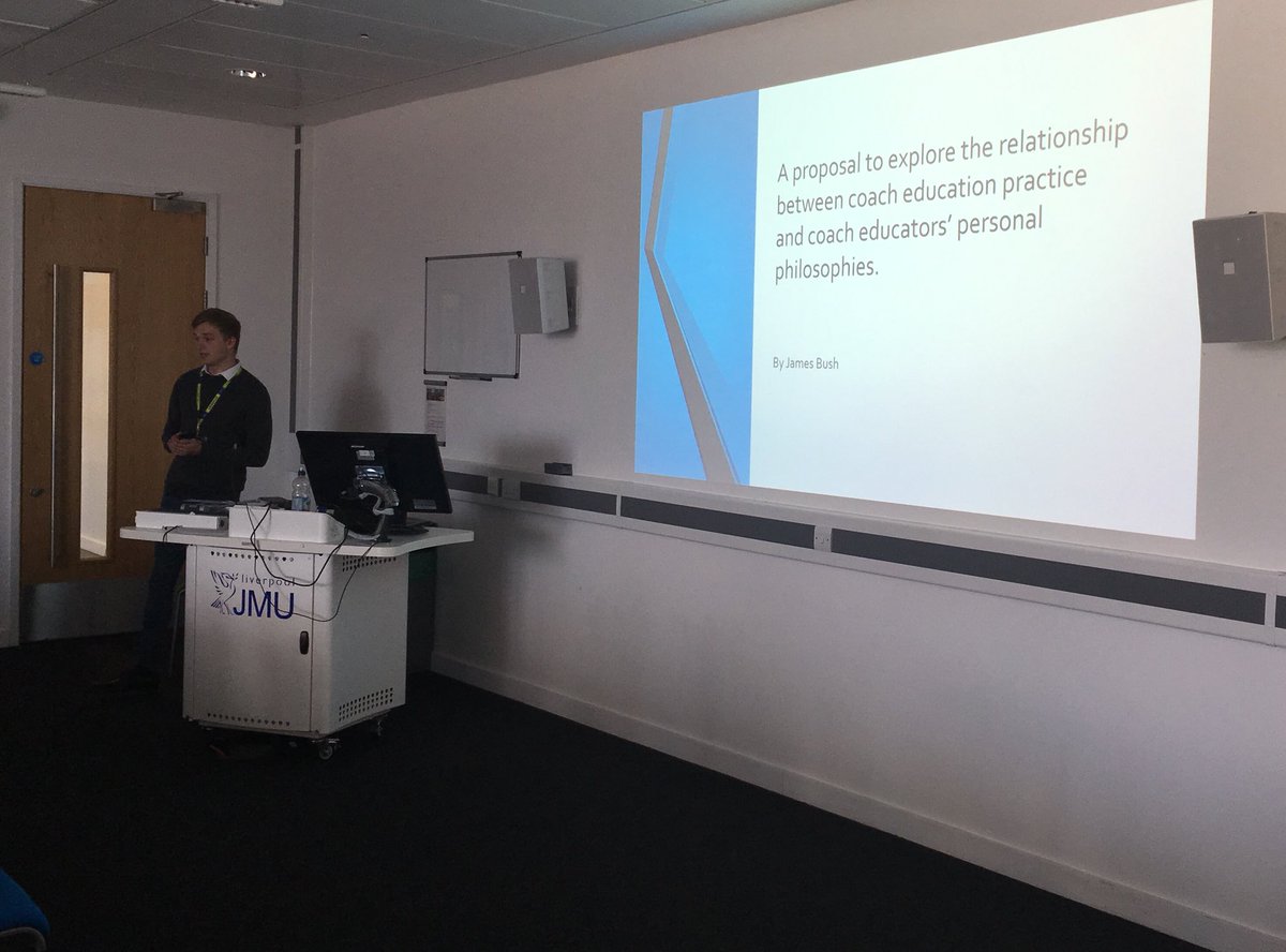 LJMUPower_Sport's tweet photo. Our MSc @LJMUSportCoach student James Bush presents his work on a coach educators practice and philosophy #coaching #coacheducation - great work James 👏🏻 https://t.co/Gs4EEseeQ1