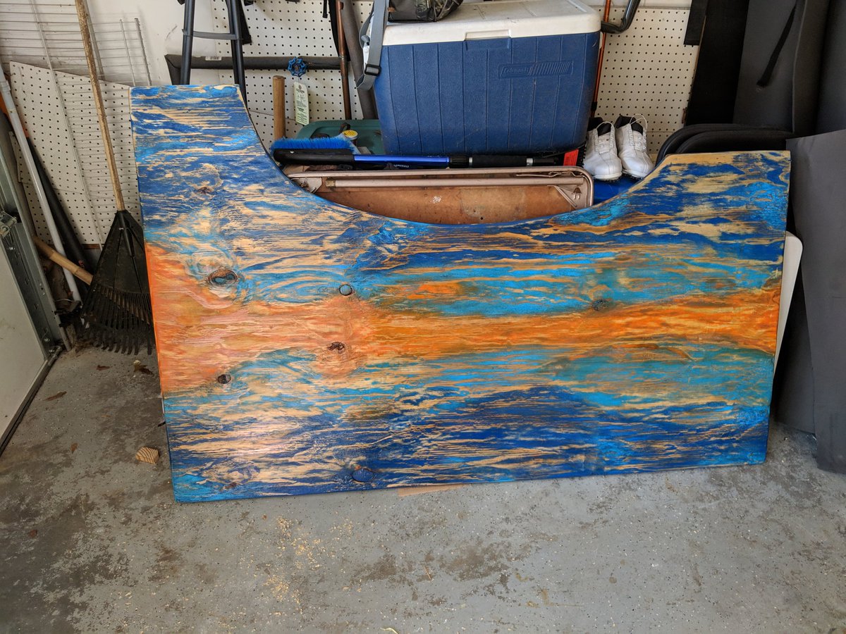 Beets_Creations's tweet photo. Building a desk (part 3)

I then used a scraper to scrape the raised wood portions that were left behind after using the wire wheel to reveal the wood grain. After that I applied a few coats of light stain.

#desk #wood #woodworking #carpentry #paining #woodgrain #desk #building https://t.co/wjyG7TsANj