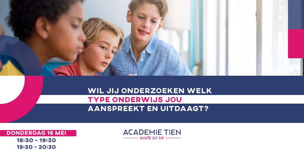 Bij ACADEMIE TIEN stel je het moment dat je naar de middelbare school gaat nog even uit. Voor als je nog aan het ontdekken bent wat je precies wil gaan doen en waar jouw kracht ligt! Interesse? Kom langs op 16 mei bij de open avond.