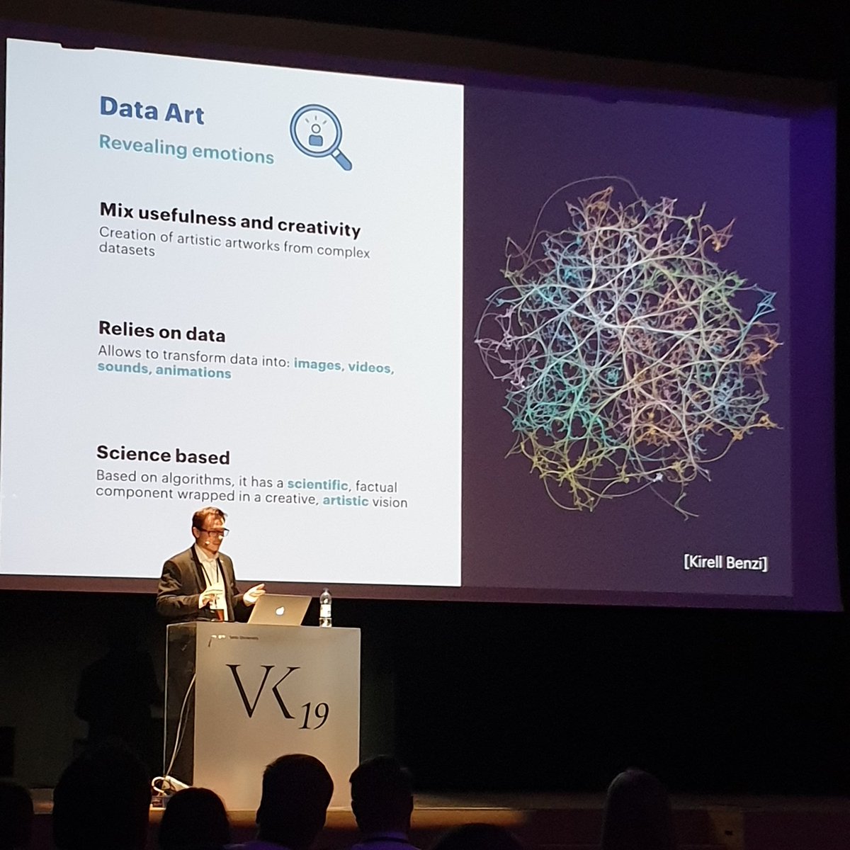 jenstirrup's tweet photo. #DataViz News: @suvihyokki: 'What's the difference between a #dataviz and #dataart? @KirellBenzi
replies they can overlap, but data art is more about emotion and storytelling.

#VK19 #vizknowledge #datavisualization ' https://t.co/NbxONmTvZx, see more https://t.co/6oyvjUiMZH