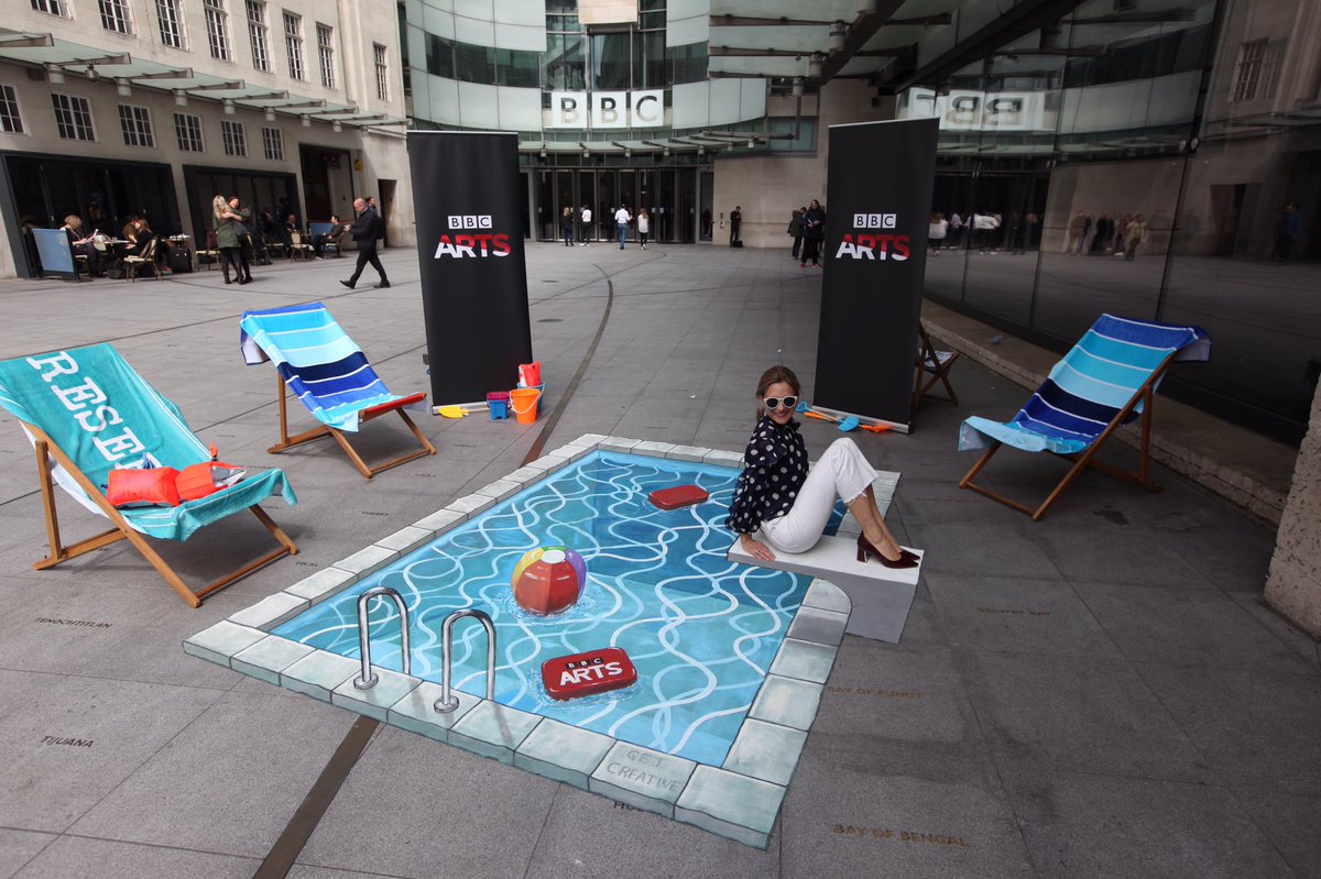 BBCArtsPR's tweet image. Stylish @thekatiederham shows us how it’s done on our 3D swimming pool to launch #getcreativefestival @bbcarts #diveintocreativity find out what creativity can do for you and how to get creative here: bbc.co.uk/getcreative @BBCRadio3