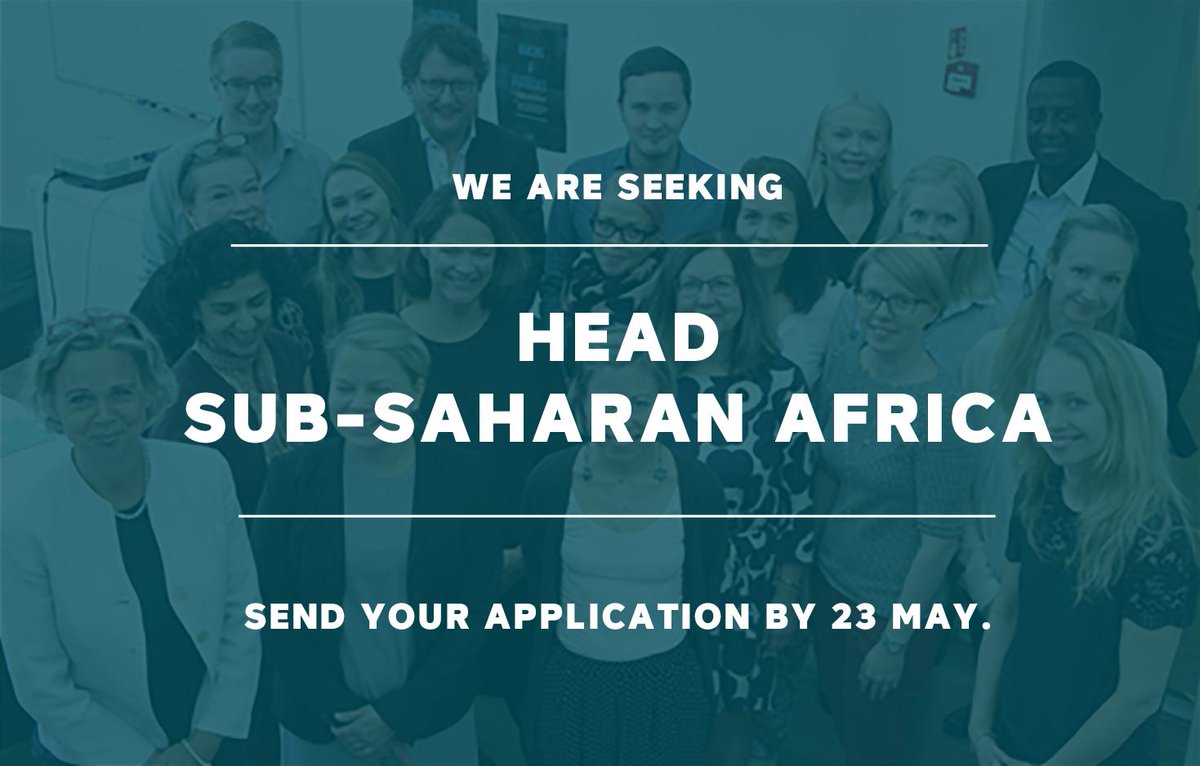 We are seeking Head, Sub-Saharan Africa to lead our work in the region! If you are interested in this opportunity, send your application by Thursday 23 May. For more information, visit our website: cmi.fi/contact/vacanc…
