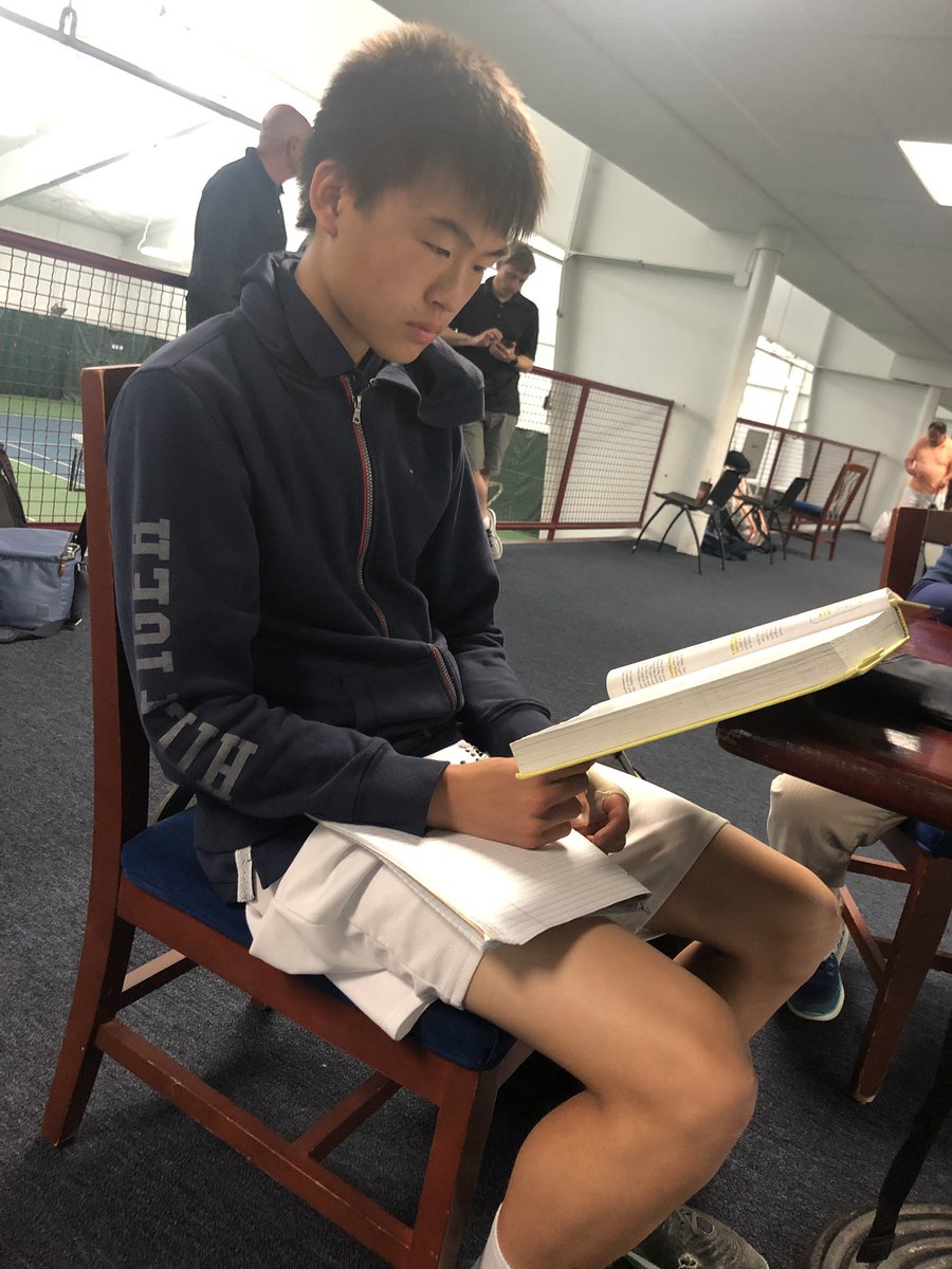 Life of a student athlete. Victor Li. Right after coming off the court from a first round win in districts