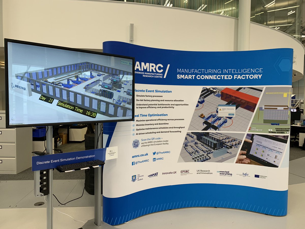 RubyWHughes's tweet photo. Banner arrived, all set up at The Factory 2050 for my group! @TheAMRC #Factory2050 #simulation #SmartFactory https://t.co/RO7HRBQSbx