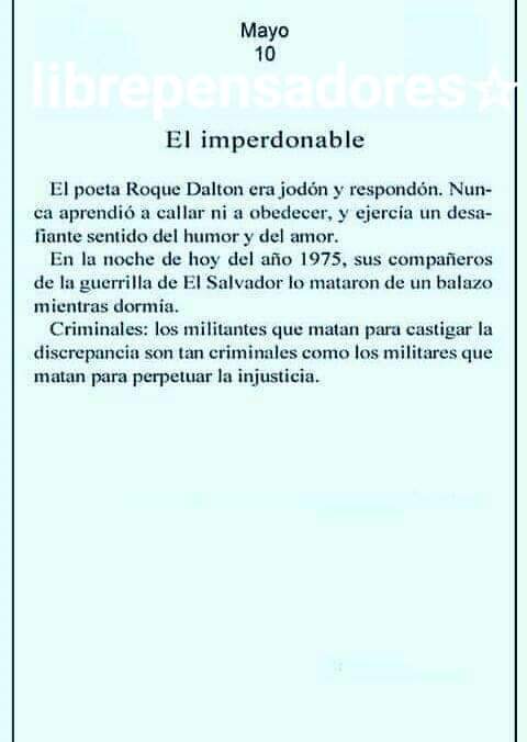 LaFaSv's tweet photo. "Llegaste temprano al ron fraterno, a las revoluciones..." #10DeMayo #RoqueDalton #Roqueando https://t.co/am4USNurdz