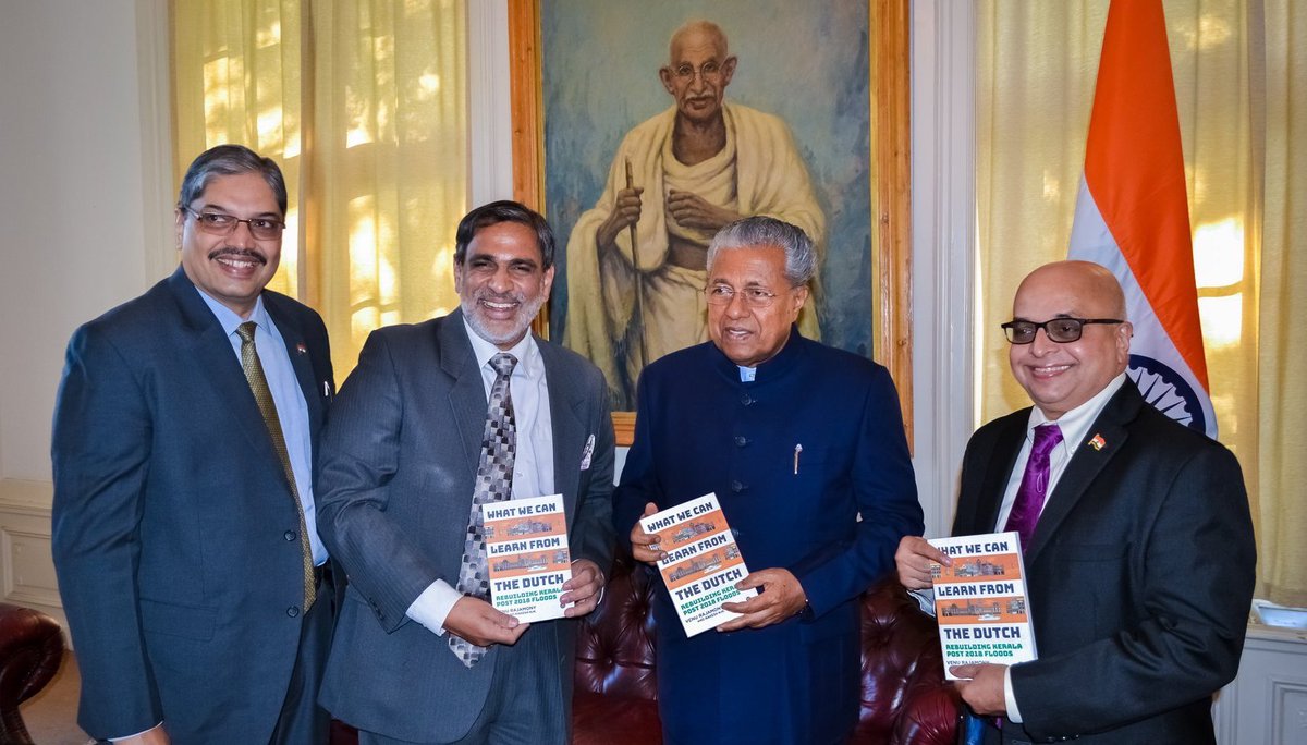 The Chief Minister of Kerala is currently in The Netherlands to discuss follow-up actions after the two #NLDRRTeam missions to Kerala as a response to the monsoon floods in august 2018. Read more about the visit: drrteam-dsswater.nl/update-chief-m… <a href="/RVO_Int_Ond/">RVO Internationaal</a> <a href="/IndinNederlands/">India in the Netherlands</a> <a href="/MinIenW/">Ministerie van Infrastructuur en Waterstaat</a>