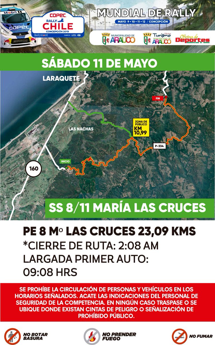 costarauco's tweet photo. Informamos, Cierre de  Ruta del  Rally sector María  Las Cruces 02:08 am,Circule atento a las condiciones del tránsito @biobio @radioelcarbon @radio_donmatias @radiomdt https://t.co/v3XZD0pTL4