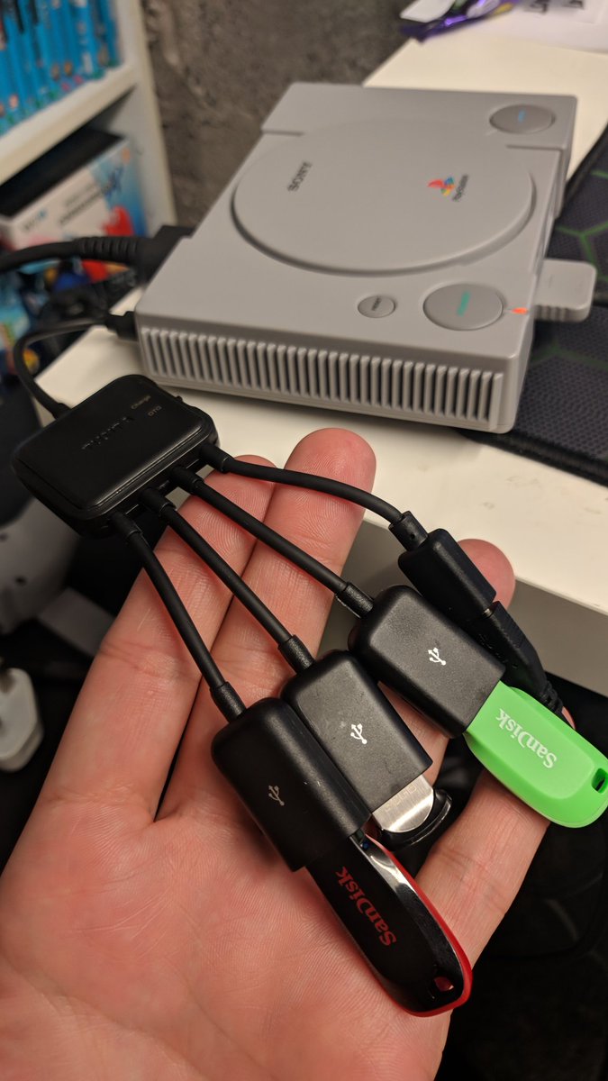 GamesShed's tweet photo. Spent the last couple of days messing about with the beta of #Bleemsync 1.1.... The introduction of OTG for the PS Classic at last... 👍😁
(Ignore the multiple drives, that's just for effect) 😂 #psclassic #psc #Gamersunite #retrogames https://t.co/kz49vJvsZU