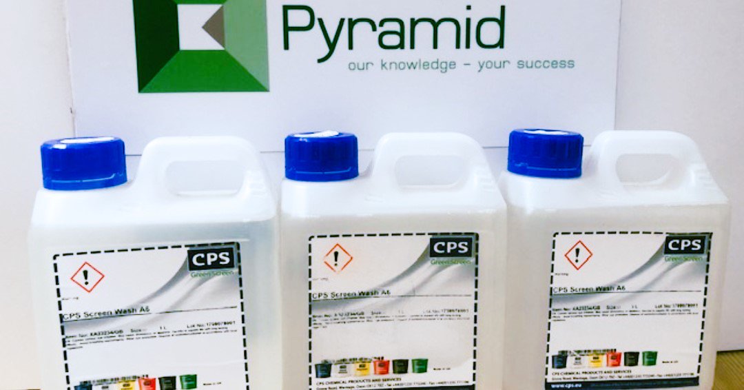 PyramidScreen's tweet photo. A Premium label free #emulsifiable #ScreenWash suitable for automatic and manual cleaning. #CPS #Screen #Wash A6 is part of the CPS #GreenScreen range as a ready to use and #emulsifiableinkcleaner. #screenprintingsupplier #frames #mesh #textile #tshirts #tshirt #cleaningframes https://t.co/PSfRGuNPmt