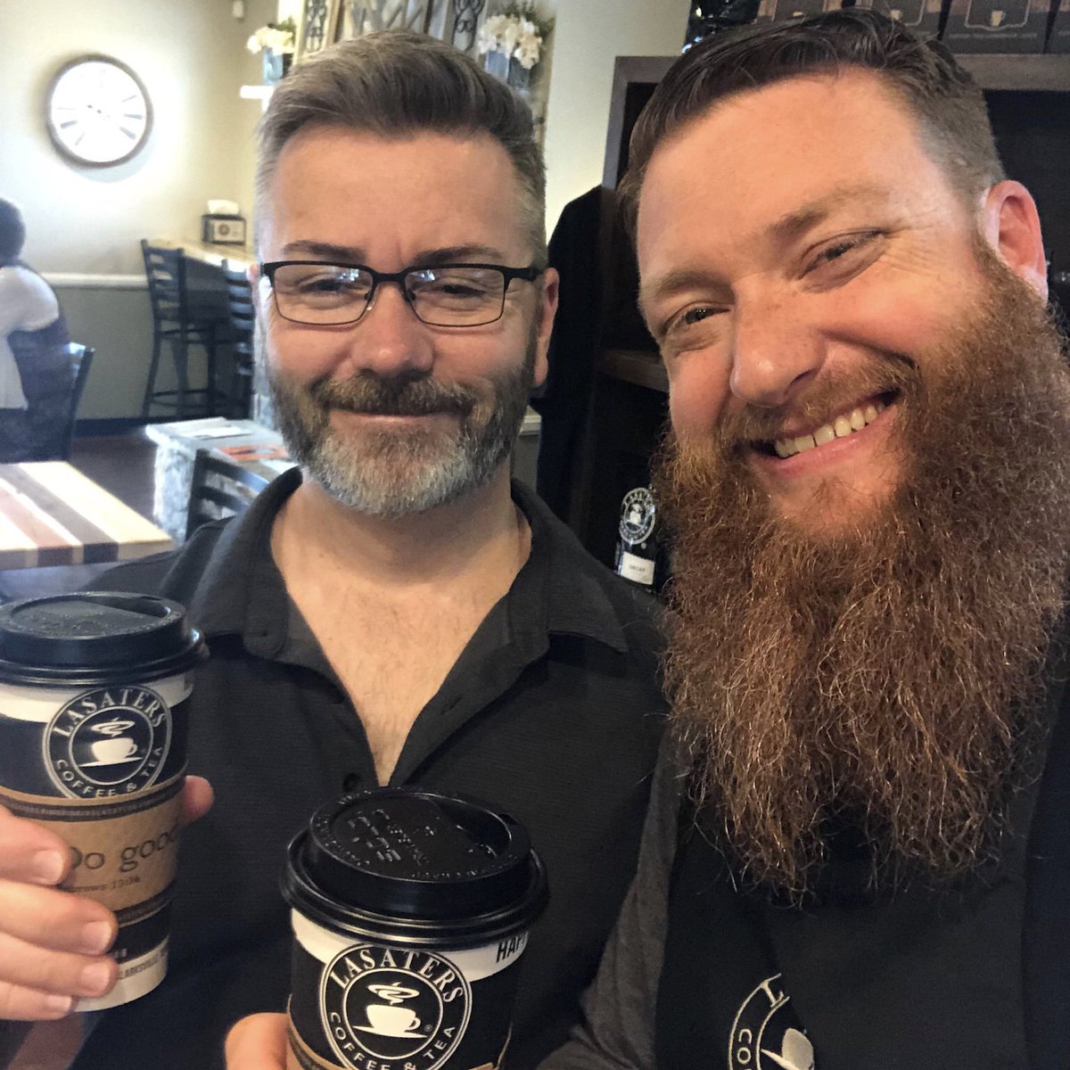 LasatersClev's tweet photo. Our customers are amazing. Michael McDonald has been a daily regular forever here at the Cleveland store. On our 15th anniversary he tells me he was there at the opening day in Clarksville! #imdrinkinglasaters #15yearsandcounting https://t.co/4BSopAvLho