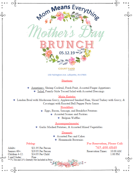 ByCourtyard's tweet photo. Mothers Day Brunch at the @ByCourtyard  Join us!! https://t.co/V4gvOdJBH7