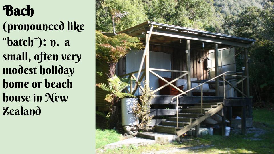 KeanWriting's tweet image. Today's word is Bach, a small, often very modest holiday home or beach house in New Zealand. #keancougars #keanwritingcenter #writingcenter