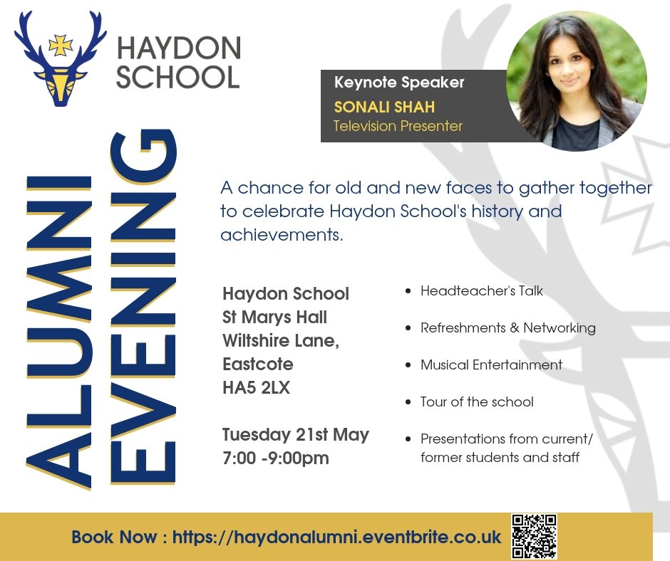 Haydon Alumni (@haydonalumni) on Twitter photo Special Announcement! - <a href="/SonaliShah/">Sonali Shah 📺📻</a> will be attending our Alumni Evening on Tuesday 21st May - Have you registered to attend yet ?? eventbrite.co.uk/e/haydon-schoo… … Special Announcement! - <a href="/SonaliShah/">Sonali Shah 📺📻</a> will be attending our Alumni Evening on Tuesday 21st May - Have you registered to attend yet ?? eventbrite.co.uk/e/haydon-schoo… …