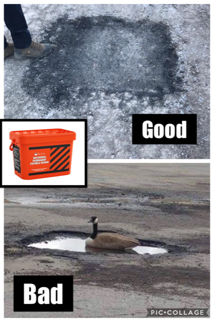 RoadSolutions's tweet photo. Always happy to hear from a satisfied Pothole Repair Customer: "98% of potholes we fixed last year with new compound Instarmac Permanent Pothole Repair are still in great condition . Regular pothole patch (cold or hot) in my experience are obsolete when compared to this product". https://t.co/ZZ7mdoh3nP