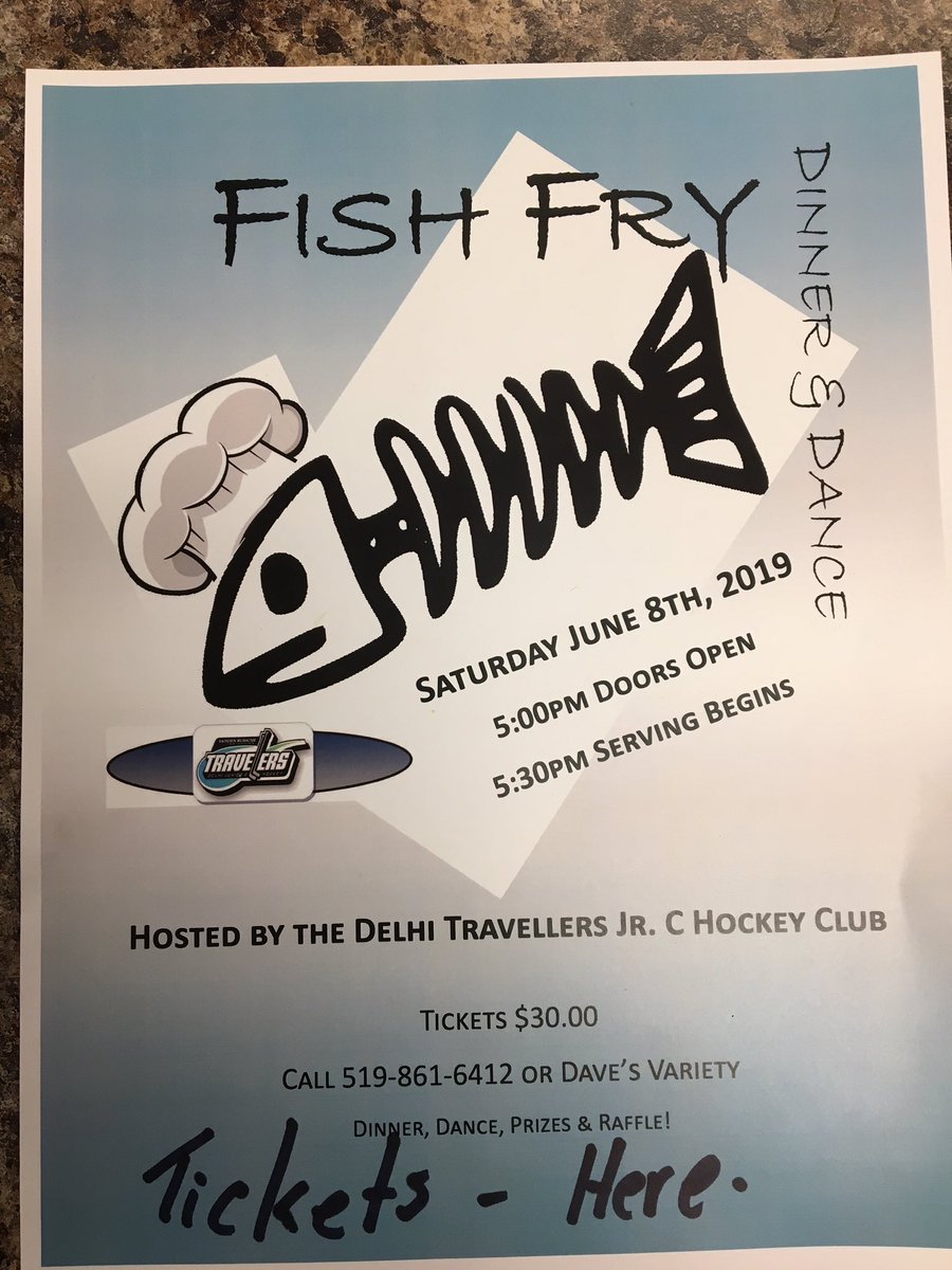 <a href="/jrctravellers/">DELHI TRAVELLERS</a>  annual FishFry and Dance tickets at Dave’s Variety The Second Mouse and Positively Perculated Cafe in Delhi #NorfolkCounty #519Folk #ThisIsNorfolk