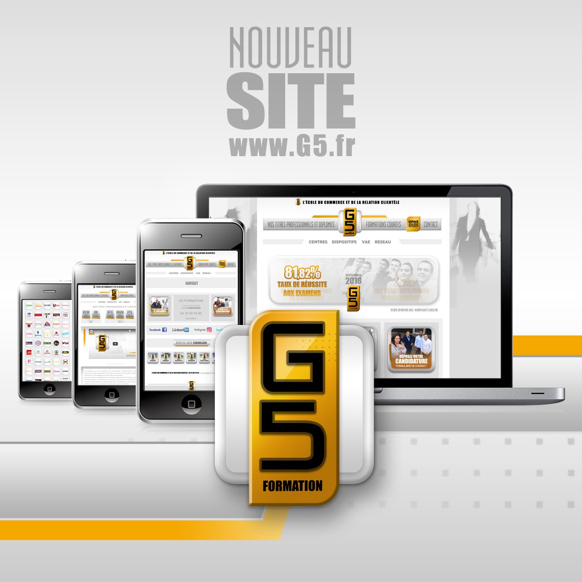 Découvrez notre nouveau site g5.fr : de nouvelles rubriques et encore plus de détails concernant nos activités et notre offre de formation secteurs commerce et relation clientèle!!!