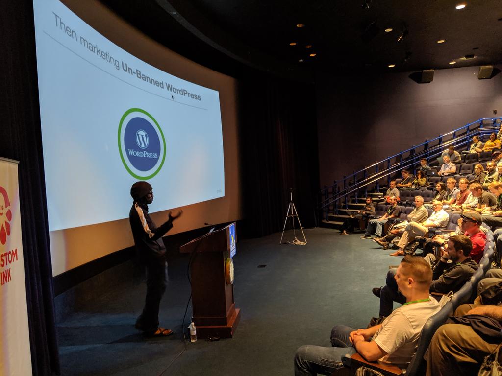 heycaseywattsup's tweet image. .@Chiedo presenting &quot;The Hybrid Experiment: Merging Node.js, WordPress, and React&quot;
at @nationjs #nationjs