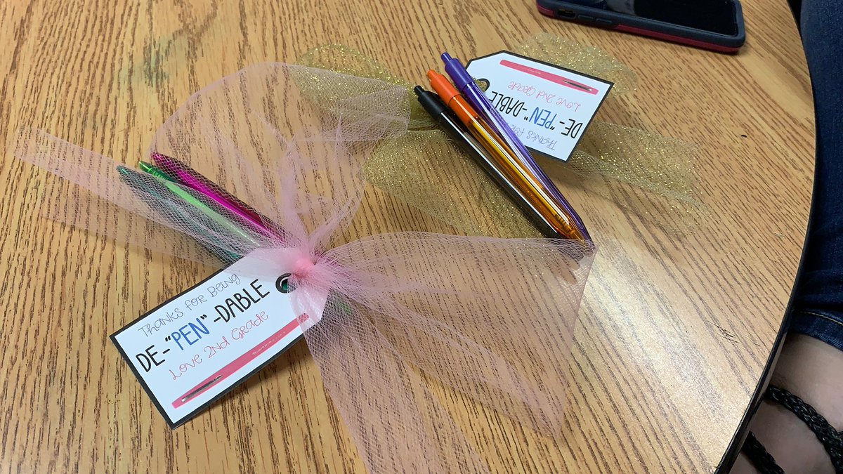 teacherofSTEAM's tweet photo. Co-worker appreciation: Thanks for being de-“pen”-dable from 2nd grade to our CAMP and Resource teachers!!! #webbelem #2ndgrade #teacherlife @TechNinjaTodd https://t.co/ivP4fu9hMv