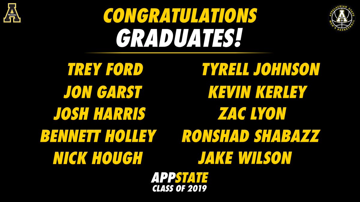 AppStateMBB's tweet photo. We would like to recognize and congratulate the 🔟 members of our program who will be graduating this weekend 🎓🏀 https://t.co/83BtRRpBxS