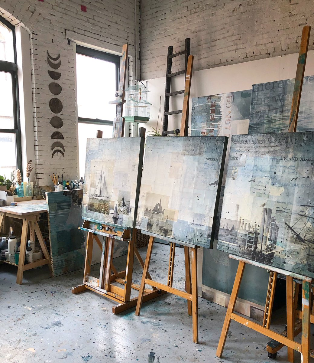 Another amazing open studios weekend at <a href="/sowaboston/">sowaboston</a>! I felt bad that there wasn’t enough space on my studio walls for Waking Up Sailing (90”x30”) during Art Walk, but that didn’t stop it from finding a new home 🙌🏼 My next open studio event is June 1st from 5-9pm.