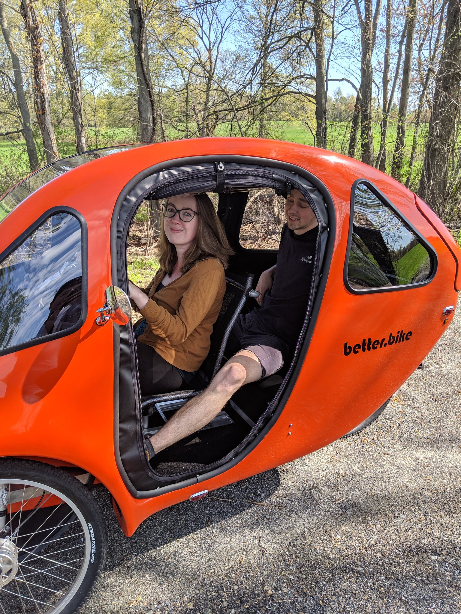 Better Bike One Of Our Owners And Our Sales Representative Out For A Nice Spring Drive In Our Orange Pebl Would You Like Lovely Spring Drives In A Custom Ebike