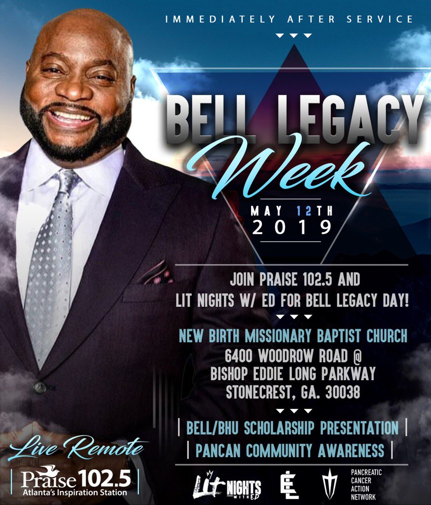 Bishop Eddie L. Long (BELL) (@bishopeddielong) on Twitter photo This Sunday! Join the @litnightsshow with @IAmEDwardLong @bre_singleton at <a href="/newbirthmbc/">New Birth Cathedral</a> immediately after service as we celebrate BELL Legacy Day in memory of @bishopeddielong we will be presenting the BELL/@beulahheightsu book scholarship Also, food, giveaways and more! HBD BELL This Sunday! Join the @litnightsshow with @IAmEDwardLong @bre_singleton at <a href="/newbirthmbc/">New Birth Cathedral</a> immediately after service as we celebrate BELL Legacy Day in memory of @bishopeddielong we will be presenting the BELL/@beulahheightsu book scholarship Also, food, giveaways and more! HBD BELL