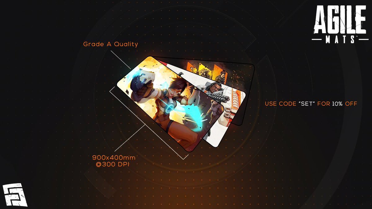 SetGaming's tweet image. HEY SET FAMILY! WE ARE EXCITED TO ANNOUNCE SET IS NOW SPONSORED BY @AgileMatsCOM! USE CODE ‘Set’ AT CHECKOUT FOR 10% OFF! 

CUSTOM SET MOUSEPADS COMING VERY SOON! 🤠🤑

#SettingStandards