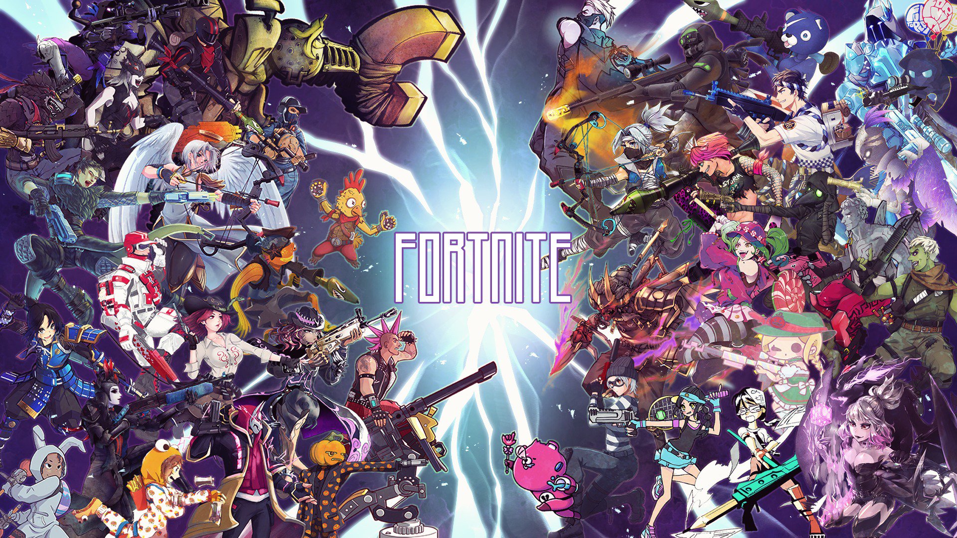 ろっくちゃん 絵師40人による合作壁紙 フォートナイト大好きだ Now This Is The Fanart Made By 40 Of Japanese Fortnite Addicted Creators If You Wanna See Each Charactors Closer Check This Out フォートナイト合作壁紙企画