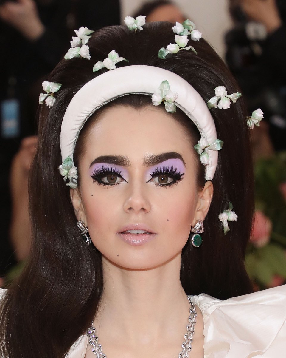 Image result for Lily collins met gala 2019 makeup