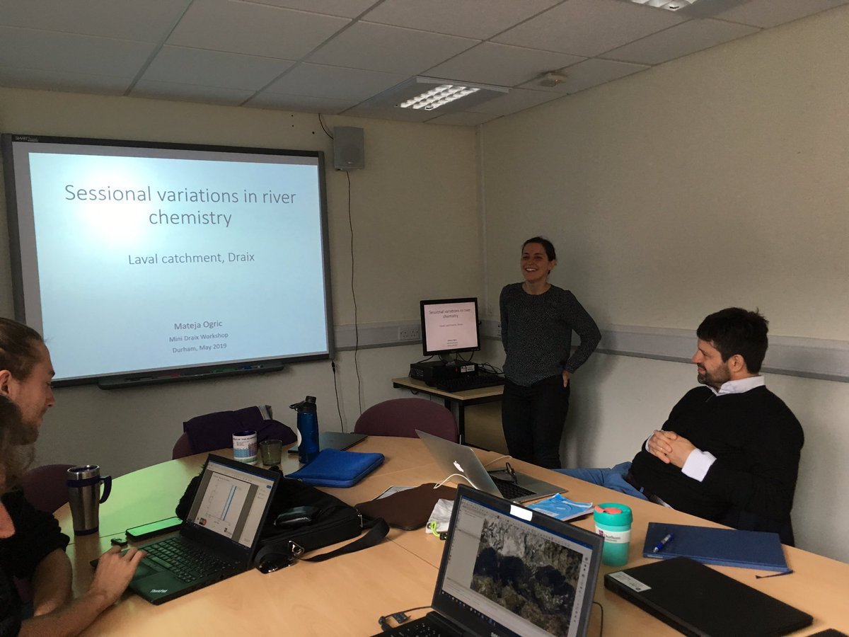 Really interesting mini-workshop on oxidative weathering at the #Draix #CZO to coincide with @IpgpJrme’s visit, tracking #weathering in gases, waters and sediments, with trace elements, stable and radioactive #isotopes @geoCcycle @MatejaOgric @ERC_Research