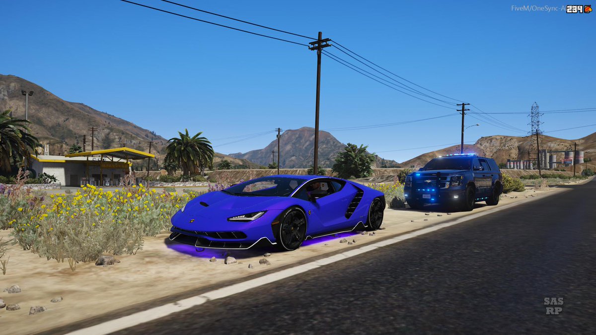 SASRP_FiveM's tweet photo. An amazing picture taken by our Chief of Staff, ExaM, whilst 208 | Lt. S. Oliver conducts a routine traffic stop. https://t.co/0nZvuxKW3O