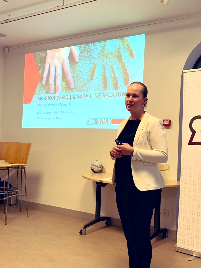 linda_sedlere's tweet photo. 👷♀️Today it’s a big day - graduation 🎓 at Responsible Business Ambassador program, an initiative developed by @CSRLatvia. We will work on Mission 0, to make sure less people die because of irresponsible attitude and unsafe behavior. #mission0 @SCHWENK_LV https://t.co/02HuHzIrcU