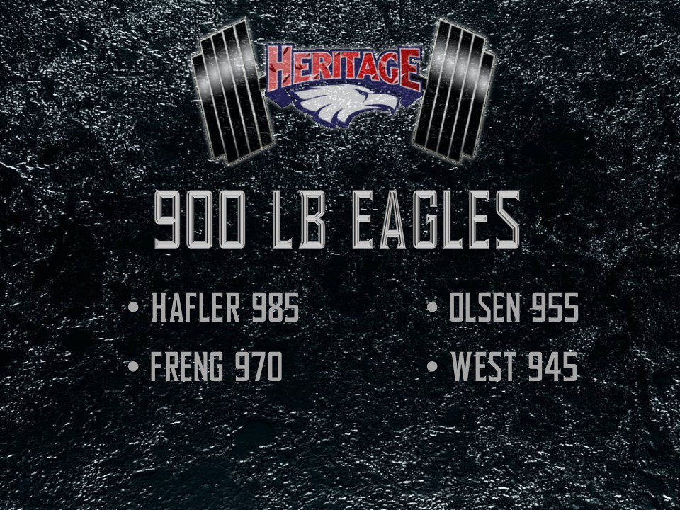 coachnolazy's tweet photo. Our @Heritagefootbal 900 lb club student-athletes. These studs have a total of 900lbs for power clean, bench, and squat combined. Braden Vincent was in this club last time. Wonder where he went? Stay tuned.... #dbwh #wontbackdown #studgame https://t.co/3RD74UhWCO